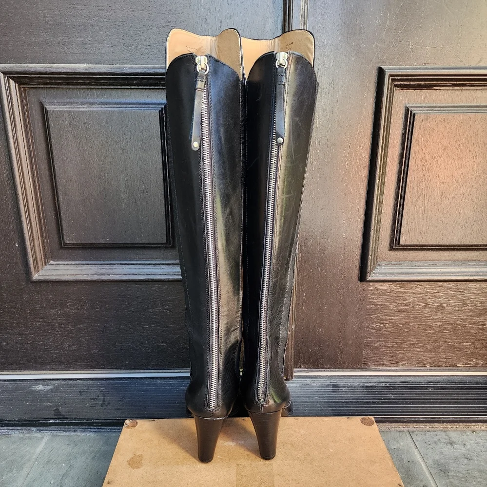 Sexy Black Leather OTK Boots by Adrienne Vittadini